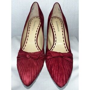 Enzo Angiolini Red Suede Pleated Toe With Bow Woman’s Heels Size 9.5 M